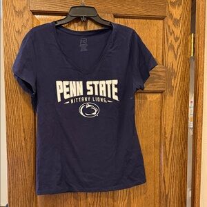 Pro Edge Penn State Navy Blue V‑Neck Tee with White Logo